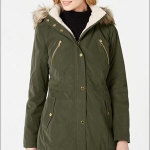 Nautical faux fur hooded jacket size M